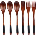 Ensemble de couverts en bois naturel avec cuillère et fourchette à long manche pour le camping la cuisine ... Ensemble de couverts en bois naturel avec cuillère et fourchette à long manche pour le camping la cuisine ...