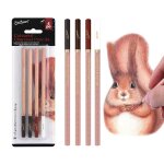 Ensemble de crayons � charbon de bois pour croquis professionnels crayons pastel doux de couleur 4 pi�ces ...