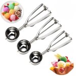 Ensemble de cuillres  glace 3 pices en acier inoxydable avec gchette pour cuillre  glace petitemoyennegr ...