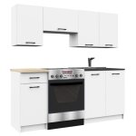 Ensemble de cuisine akord oliwia blanc 180 cm 7 portes 1 tiroir faade blanche 8 tagres 180x46x203 ...