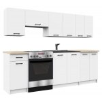 Ensemble de cuisine akord oliwia blanc 240 cm 11 portes 1 tiroir faade blanche 240x46x203 cm
