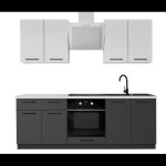 Cuisine compl�te - deconation - frida - 5 meubles - gris - dimensions l 220 x p 72 cm