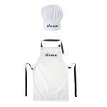 Ensemble de cuisine personnalis tablier et toque de chef pour enfant blanc avec nom
