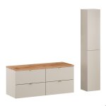 Ensemble de meubles de salle de bain dalia cachemire double meuble sous vasque avec plan chne 120 cm ...