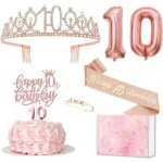 Ensemble danniversaire de 10 ans pour fille - couronne et bande d�coration de g�teau et de bougies ballon ...