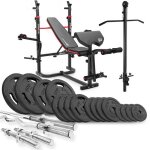 Ensemble dhaltres 106 kg hop - sport banc de musculation poulie haute hs - 1065 set disques de poids ...