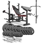 Ensemble dhaltres 116 kg hop - sport banc de musculation poulie haute hs - 1075 set disques de poids ...