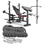 Ensemble dhaltres 76 kg hop - sport banc de musculation poulie haute hs - 1075 set disques de poids ...