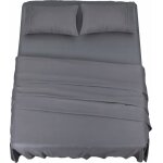 Ensemble de draps (4 pièces gris) - 1 drap housse 150x200cm 1 drap plat 228x259cm et 2 taies doreiller ... Ensemble de draps (4 pièces gris) - 1 drap housse 150x200cm 1 drap plat 228x259cm et 2 taies doreiller ...