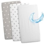 Ensemble drap housse poussette couffin - 2 x housse + protge matelas 120 x 60 cm toiles blanc gris