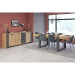 Ensemble enfilade + table loft - parisot - chêne artisan et gris - 3 portes - 8 personnes Ensemble enfilade + table loft - parisot - chêne artisan et gris - 3 portes - 8 personnes