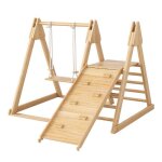 Ensemble descalade 3 en 1 pour enfants ? cadre descalade balanoire et toboggan en bois jouets combins ...