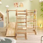 Ensemble descalade 7 en 1 pour enfants ? toboggan poteau descalade balanoire corde chelle en filet ...