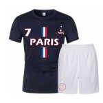 Ensemble football homme - tee - shirt bleu marine et short blanc - inspiration paris - - bleu