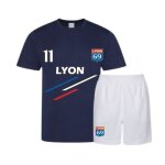 Ensemble de football maillot et short look lyon rayures enfant - - bleu