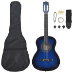 Ensemble de guitare classique d�butant - vidaxl - 3 / 4 36 - bleu - tilleul massif - housse incluse - ...