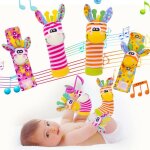 Ensemble hochets et chaussettes pour b�b� jouets sensoriels doux pour le d�veloppement pr�coce des nouveau ...