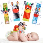 Ensemble hochet et chaussettes color�es pour poignet et pied jouets sensoriels doux pour nouveau - n� ...