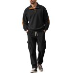 Ensemble homme velours ctel 2 pices sweat col henley veste et pantalon cargo dhiver automne chaud ...