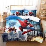 Ensemble housse de couette et 1 taie doreiller spiderman ironman avengers - lit simple - 140 cm x 200 ...