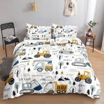 Ensemble de housse de couette pour enfants adulteshousse de couette imprim�e de v�hicule de construction ...