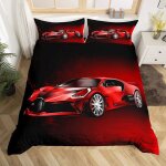 Ensemble de housse de couette voiture de sport ensemble de literie de voiture de course rouge 140x200 ...