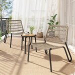 Ensemble de jardin 3 pi�ces - 1 table de jardin ext�rieur et 2 chaises - beige