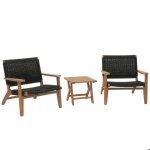 Ensemble de jardin lounge hwc - n49 corde tresse bois acacia noir