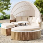 Ensemble de jardin - sun island - rotin beige - capote r�tractable - table r�glable