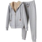 Ensemble jogging femme 2 pi�ces surv�tement combinaison de sport hiver sweat � capuche zipp� pantalon ...