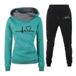 Ensemble jogging femme - vert - survetement de sport jogging - pantalon de sport et sweat  capuche imprim ...