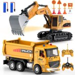 Ensemble de jouets pelleteuse et camion benne tlcommands - vhicules de construction rc pour enfants ...