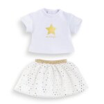 Ensemble jupe et t - shirt - corolle - 36cm - ivoire et or - vtements pour poupes - mixte