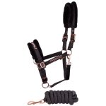 Ensemble licol et longe pour cheval harrys horse love - noir - full Ensemble licol et longe pour cheval harrys horse love - noir - full
