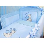 Ensemble linge pour lit bb 70x140 cm - ours et c?urs - bleu pour garon - ciel de lit tour de lit - ...