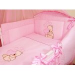 Ensemble linge pour lite b�b� 70x140 cm - ours et c?urs - rose pour fille