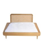 Ensemble lit en bois naturel 160x200cm + tte de lit 160cm en cannage smoothcloud - lt38006 - bois clair ...