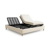 Ensemble lit lectrique 160x200 beige ? sommier relaxation  lattes + contour bouclette + matelas