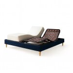Ensemble lit �lectrique 160x200 bleu ? sommier relaxation � plots + contour velours c�tel� + matelas