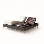 Ensemble lit lectrique 160x200 gris ? sommier relaxation  plots + contour velours ctel + matelas