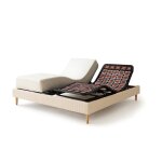 Ensemble lit électrique 200x200 beige sommier relaxation à plots + contour velours côtelé + matelas Ensemble lit électrique 200x200 beige sommier relaxation à plots + contour velours côtelé + matelas