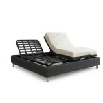 Ensemble lit �lectrique 200x200 gris ? sommier relaxation � lattes + contour bouclette + matelas