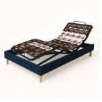 Ensemble lit �lectrique - sampur - 90x190 bleu - sommier � plots multidirectionnels - matelas m�moire ...