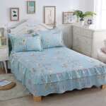Ensemble de literie 3 pices  volants jupe de lit plisse drap de lit taies doreiller ensemble de literie ...