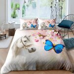 Ensemble de literie cheval blanc ensemble de housse de couette papillon housse de couette florale rose ...