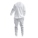 Ensemble de loisirs homme automne - manches longues - tricot doux - style et confort - blanc