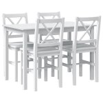 Ensemble � manger en bois - vidaxl - 5 pi�ces - blanc - table 108x65x73 cm - chaise 39x41x855 cm - bois ...