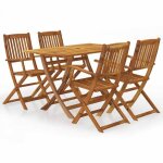 Ensemble � manger dext�rieur pliable - vidaxl - bois dacacia massif - marron - 120x70x74 cm - trou parasol ...
