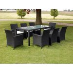 Ensemble � manger dext�rieur en r�sine tress�e - vidaxl - 9 pi�ces - noir - 190x90x75 cm table - 58x61x88 ...