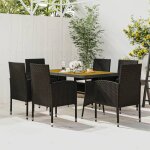 Ensemble � manger dext�rieur - vidaxl - r�sine tress�e - noir - 7 pi�ces - table 130x70x72 cm - chaises ...